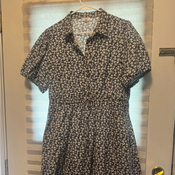 j crew short sleeve shirt dress J. Crew cotton Black Short Sleeve Collared Tee Shirt Dress Size TxL 14-16 soft